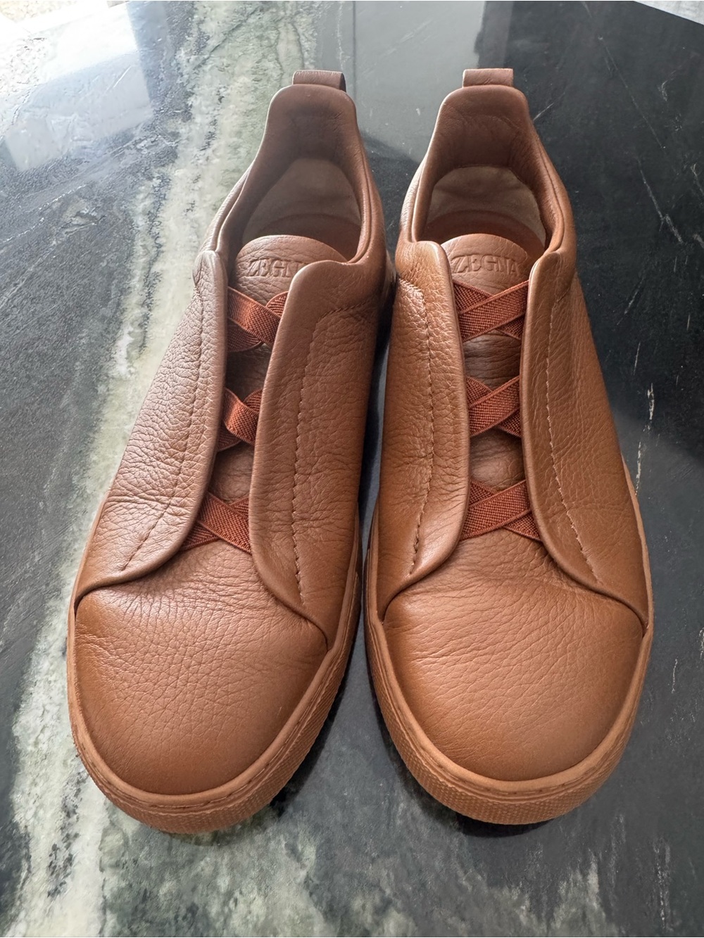 Zegna Triple Stitch Dark foliage shoes men sneakers